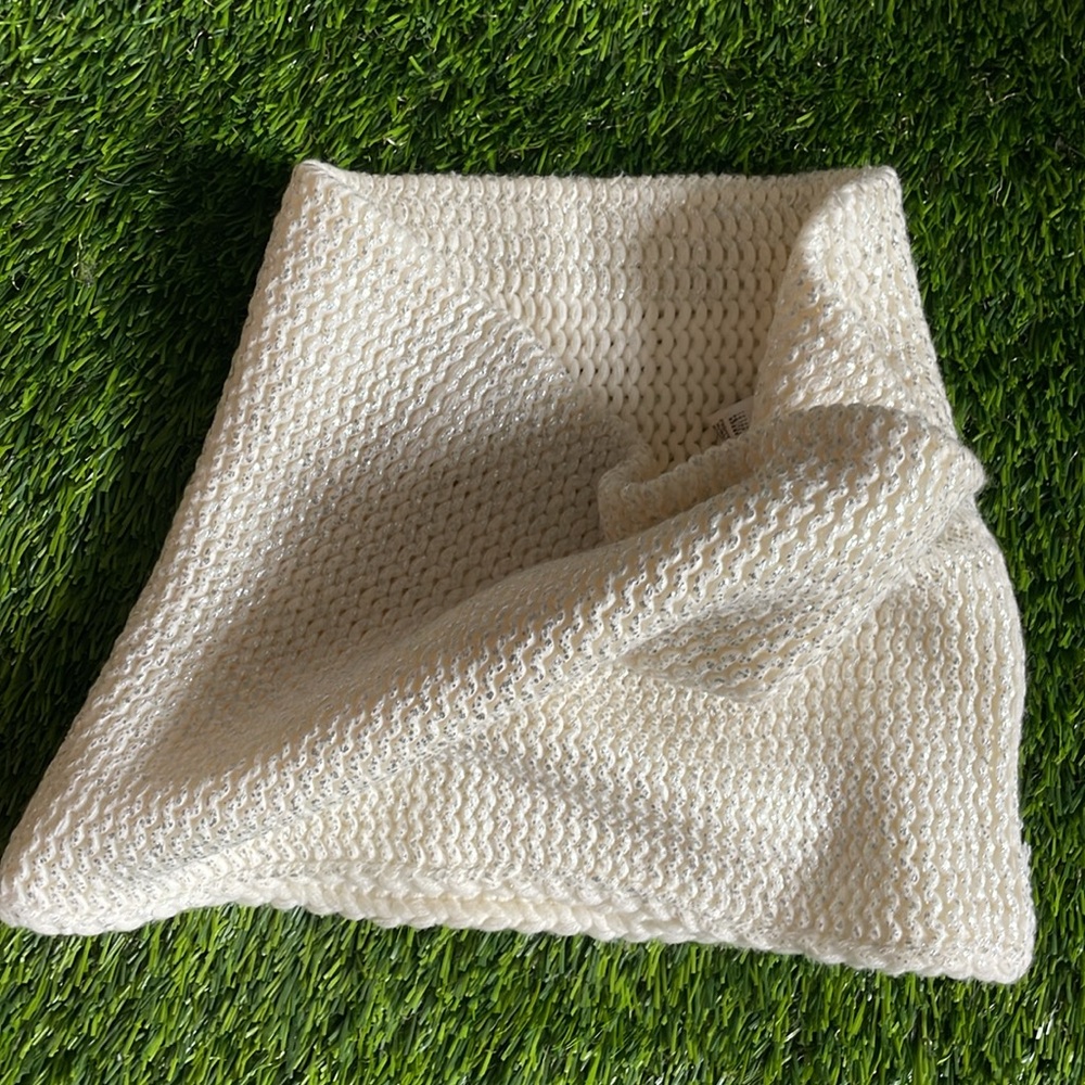 BCBGeneration Cream and Silver Knit Scarf